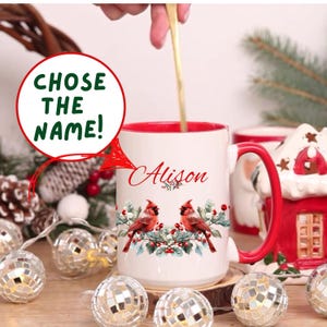 Northen Cardinals Christmas Mug,  Cardinal Lover Gift Nature Birder Mug Bird Watcher Lover Gift