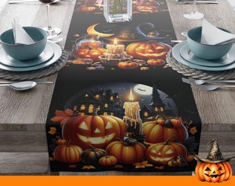 Camino de mesa espeluznante para Halloween: decoración vibrante para el comedor