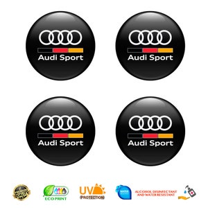 Audi Sport Logo Emblem Rear Trunk Wings Black Silver 95x13 MM for Audi -   UK
