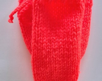 Handmade knitted bright orange Hi-Vis neon sausage sock/willy warmer.