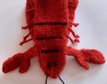 Handmade knitted lobster willy warmer/sausage sock. (Special Edition).