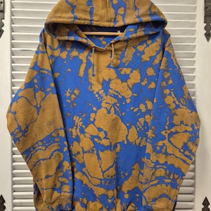 reverse tie dye hoodie in 2XL, unisex lightweight ice dye Sweatshirt, hooded sweater bleached, black sweater