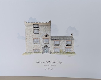 Personalised Darver Castle Watercolour Print – Irish Wedding Venue Keepsake