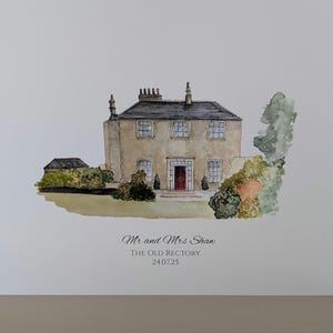 Old Rectory Killyman Wedding Watercolour Print – Custom Venue Anniversary Gift
