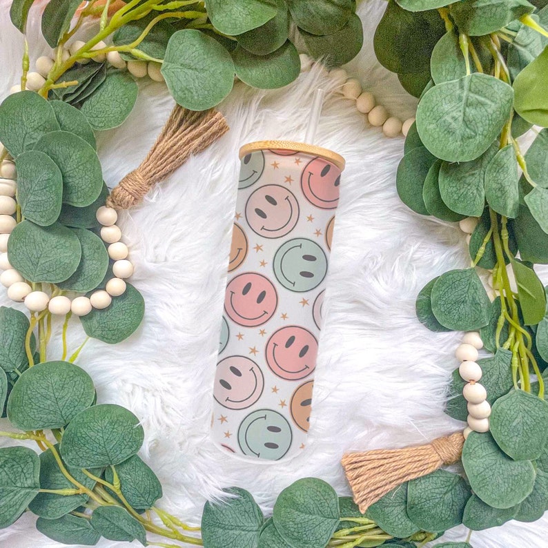 25 Oz Frosted Glass Can Cute Coffee Tumbler Gift for Her Etsy