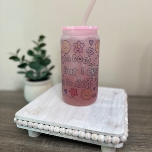 私はクールだけどよく泣きます | かわいいガラス缶 | アイスコーヒーカップ | かわいいアイスコーヒーカップ | 面白いカップ | 彼女へのギフト |