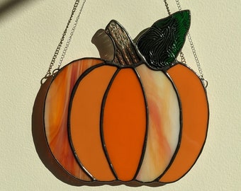 Stained Glass Pumpkin - Fall Stained Glass Suncatcher