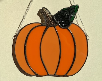 Stained Glass Pumpkin - Fall Stained Glass Suncatcher