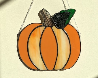 Stained Glass Pumpkin - Fall Stained Glass Suncatcher