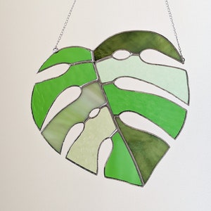 Stained Glass Window Hanging Large Monstera Stained Glass Suncatcher image 1