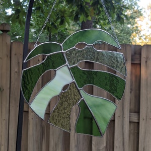 Stained Glass Window Hanging Large Monstera Stained Glass Suncatcher image 7