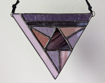 Pink & Purple Stained Glass Triangle | Glass Triangle Suncatcher | Pink and Purple Glass Window Hanging