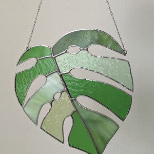 Stained Glass Window Hanging Large Monstera Stained Glass Suncatcher image 5