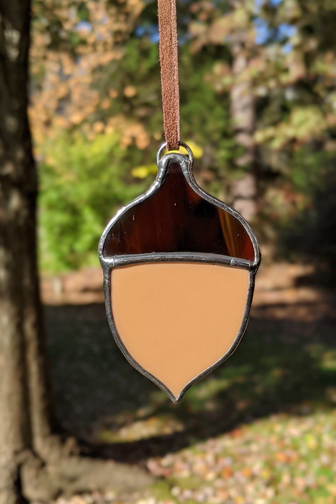 Stained Glass Acorn Ornament Stained Glass Window Hanging Fall Stained