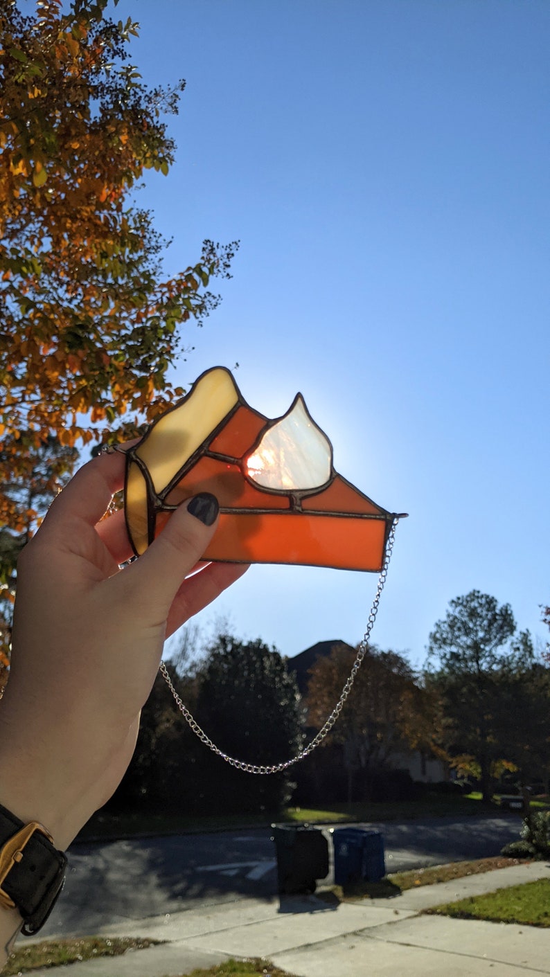 Stained Glass Pie Slice Glass Pumpkin Pie Suncatcher image 3