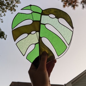 Stained Glass Window Hanging Large Monstera Stained Glass Suncatcher image 6