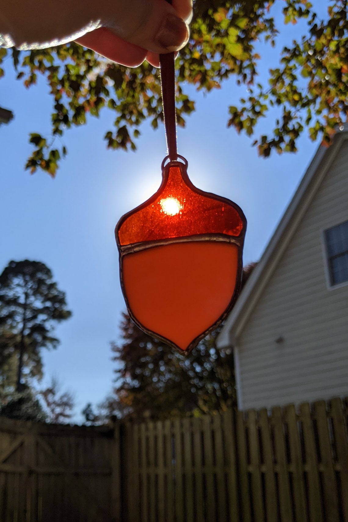 Stained Glass Acorn Ornament Stained Glass Window Hanging Fall Stained