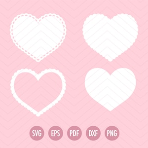 Schlichte und JakobsmuschelHerzen Schnittdatei zum Valentinstag. Funktioniert mit Cricut.  Enthält svg, eps, pdf, dxf (Laser cut) und png Clip art.