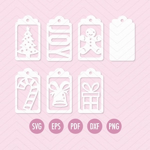 Christmas Tags SVG, Christmas Cricut Tags, Papercut Tags, Gift Tags, Stocking Tags, Labels SVG, Cricut Tag, Gift Tag Laser File