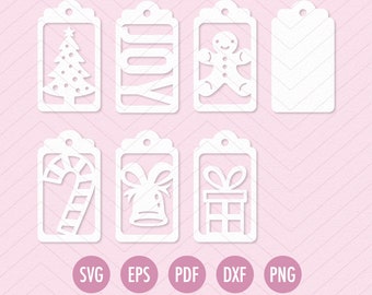 Christmas Tags SVG, Christmas Cricut Tags, Papercut Tags, Gift Tags, Stocking Tags, Labels SVG, Cricut Tag, Gift Tag Laser File