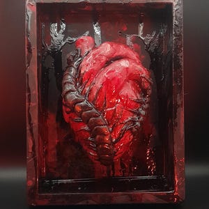 Sculpted Oddity Oddities Realistic Anatomical Heart with Centipede Bugs in Frame. Handsculpted Art Horror Art Creepy Specimen