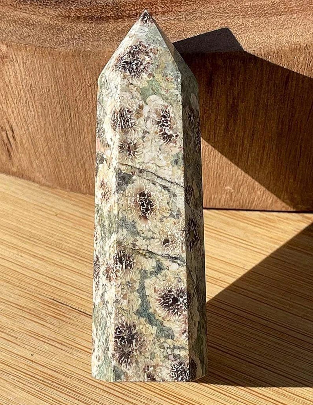 Green Flower Rhyolite Tower - Crystal Grid Point - Etsy