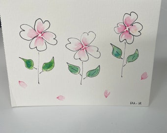 hand painted original water colour flowers