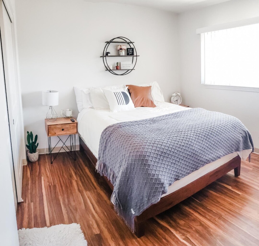 Solid Wood Bed Frame Low Profile Platform Bed Wood Platform Etsy