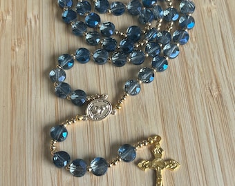 Christian rosary, Christian rosary, blue crystal rosary, unique original rosary, protection rosary, lucky rosary, gift