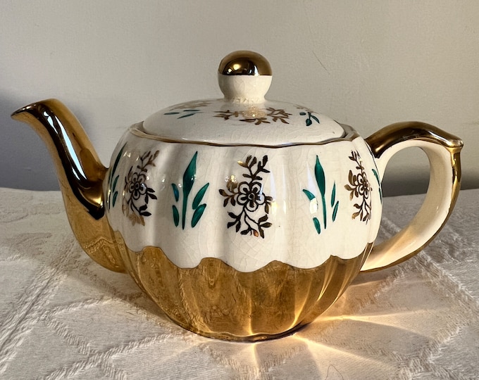Featured listing image: Beautiful hand painted, single cup sized, vintage 1950's china Gibson of Staffordshire Teapot