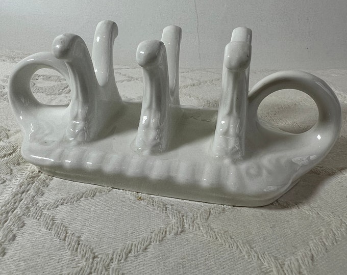 Featured listing image: Elegant and dainty vintage white porcelain toast rack
