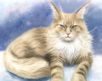 Pet Portrait from Photo Hand Painted Custom Personalized Watercolor