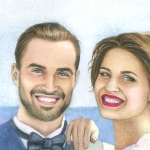 Hand Painted Wedding Portrait Watercolor Painting from Photo image 5