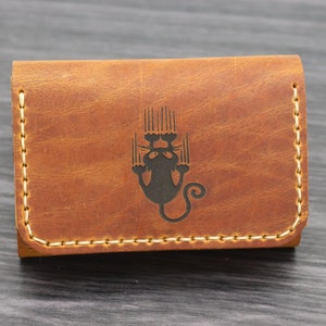 Linda billetera de gato, billetera de gato pequeña para mujer, billetera de bolsillo frontal con diseño de gato
