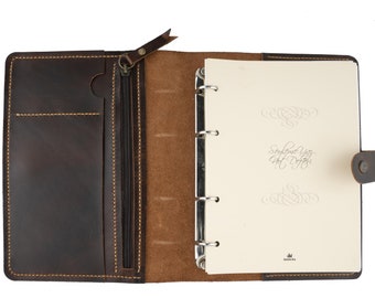 Raccoglitore in pelle A5 personalizzato, quaderno ricaricabile inciso