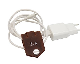 Monogrammed Leather Cord Organizer Set