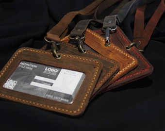 titular de identificación de tarjeta personalizada con cordón, titular de identificación de cuero, billetera de identificación, titular de tarjeta de identificación de cuero, tarjeta de identificación personalizada, insignia para enfermera