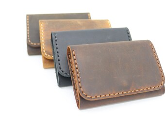 leather card holder,personalized business card holder with snap, slim wallet for women