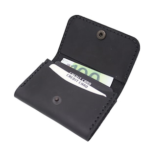 Crazy Horse Leather Card Holder, Personalized Snap Wallet image 4