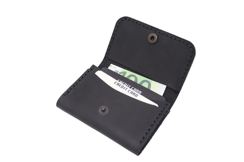 Crazy Horse Leather Card Holder, Personalized Snap Wallet image 4