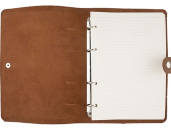 personalized refillable 4 ring leather a5 planner binder ,engraved leather a5  journal,