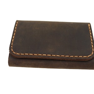 Crazy Horse Leather Card Holder, Personalized Snap Wallet image 5