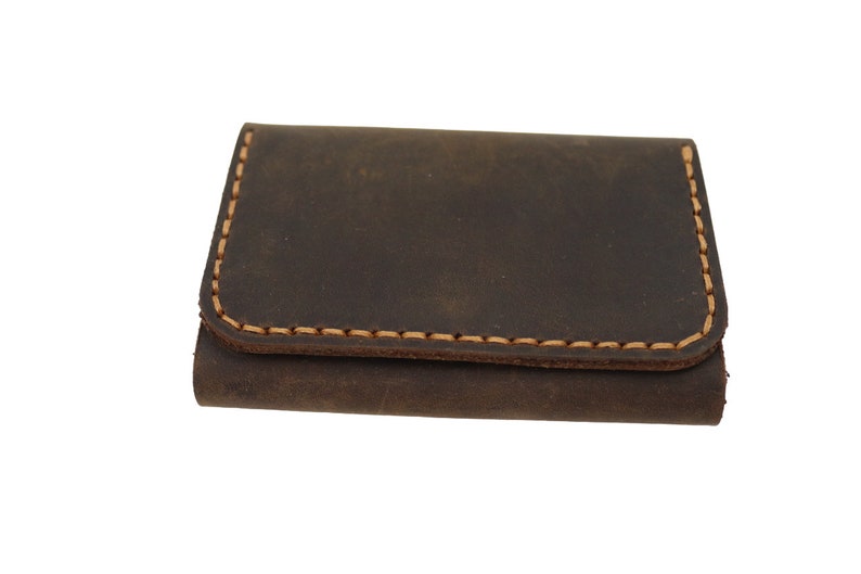 Crazy Horse Leather Card Holder, Personalized Snap Wallet image 5