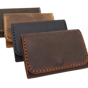 Crazy Horse Leather Card Holder, Personalized Snap Wallet image 2