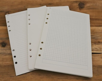 6 Holes Refill Paper for A5 Ring Binder Journal Notebook, Pack of 50 sheets