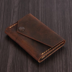 personalized business card holder with snap,leather business card case,slim wallet for men,engraved card holdergift for him