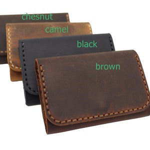 Crazy Horse Leather Card Holder, Personalized Snap Wallet image 3