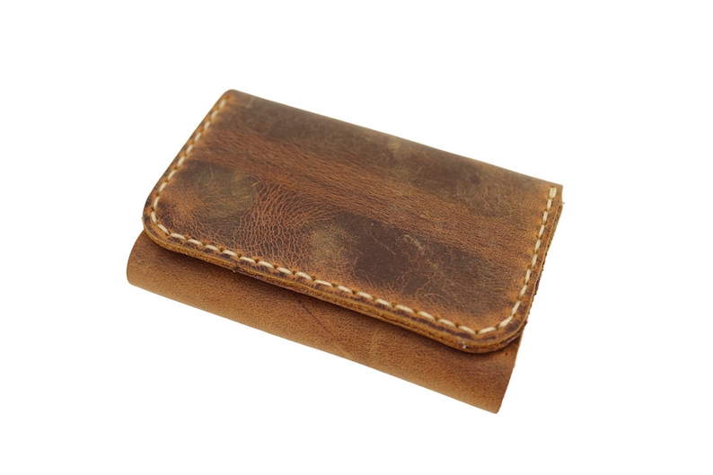 Crazy Horse Leather Card Holder, Personalized Snap Wallet image 7