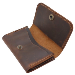 Crazy Horse Leather Card Holder, Personalized Snap Wallet image 6