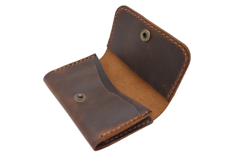 Crazy Horse Leather Card Holder, Personalized Snap Wallet image 6